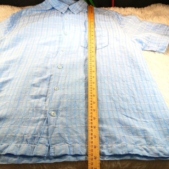 Cubavera XL Casual Button Down Shirt Linen/ Rayon Blue Men's Short Sleeve....... - Picture 9 of 10